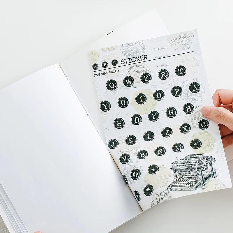 simple Retro style Creative sticker collection Stamp typewriter Diary stickers journal supplies kawaii