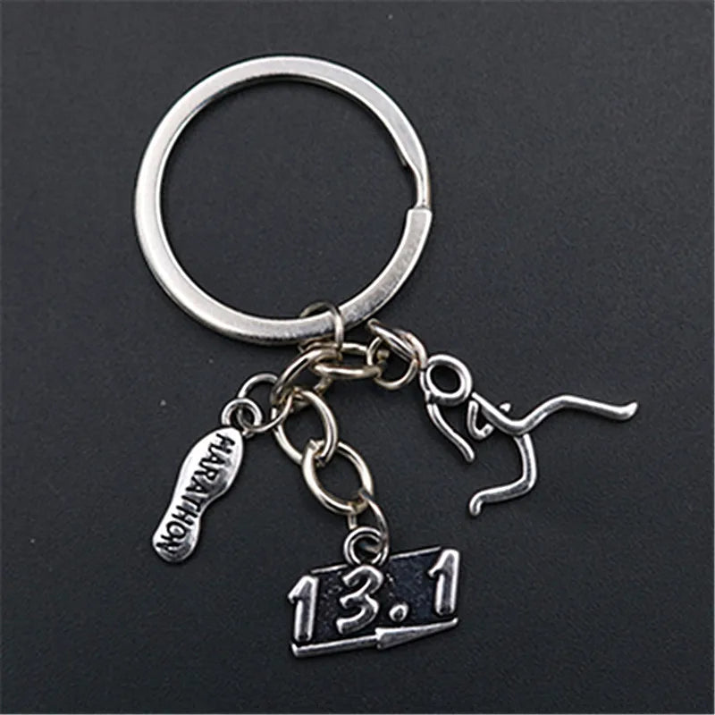 Marathon Runner Girl Charm Keychain