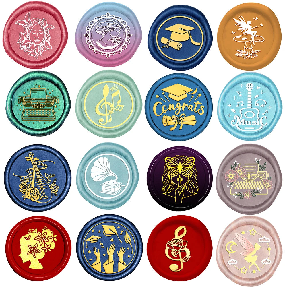 Wax Seal Stamp Music Note Typewriter Graduation Girl Removable Brass Head 25mm for Wedding Envelopes Invitations Embellishment