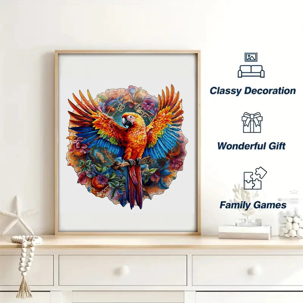 Wooden Jigsaw Puzzle: Scarlet Macaw Parrot