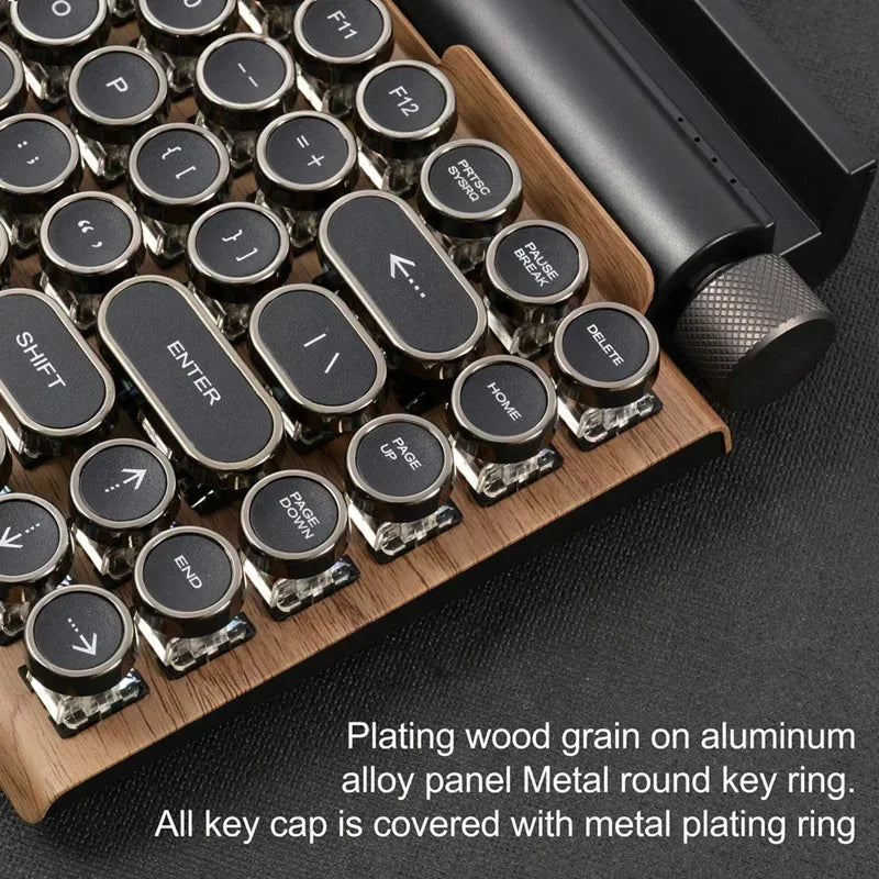 Retro Typewriter Keyboard Wireless Bluetooth Keyboard USB Mechanical Punk Keycaps For Desktop PC/Laptop/Phone
