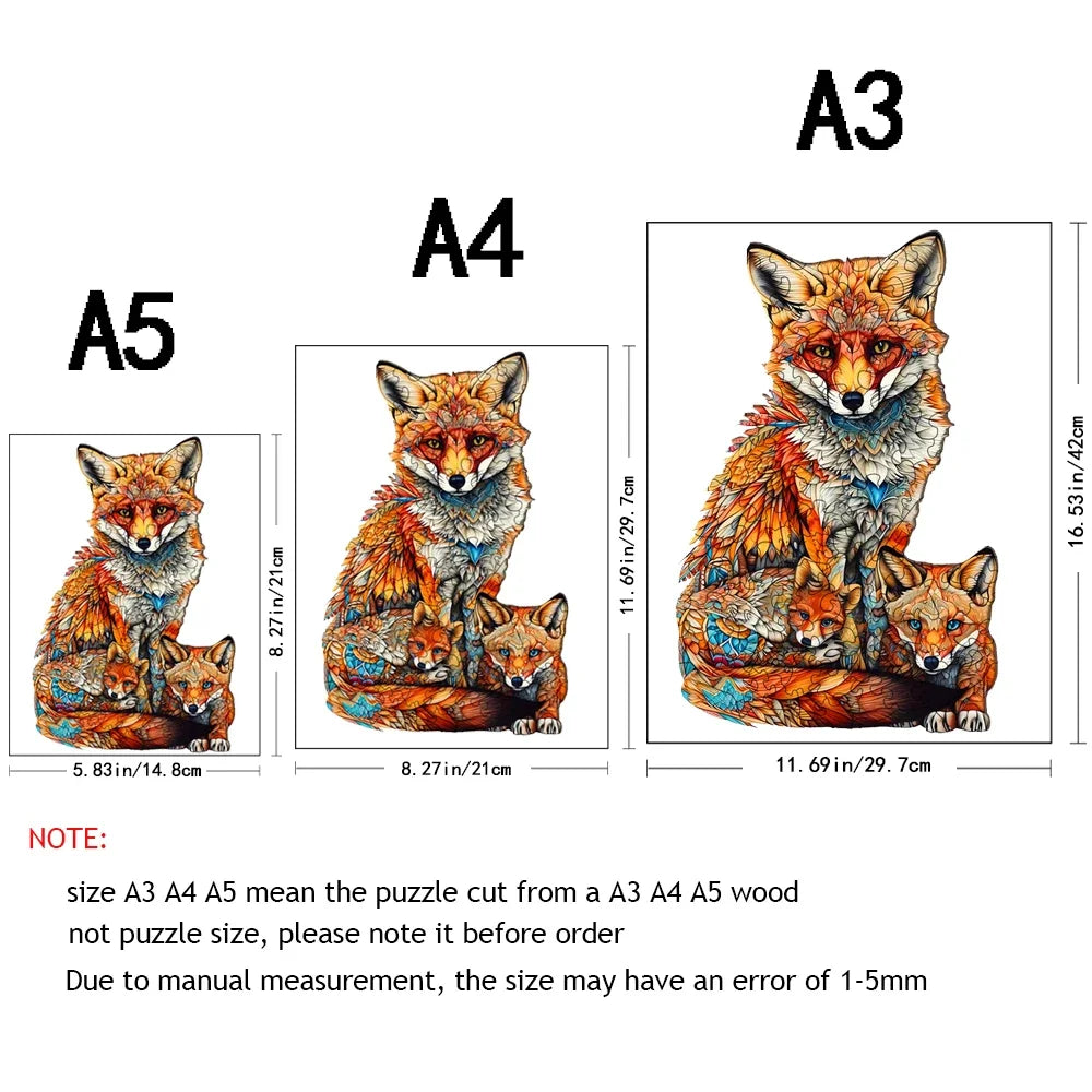 Wooden Jigsaw Puzzle: Fox and Babies