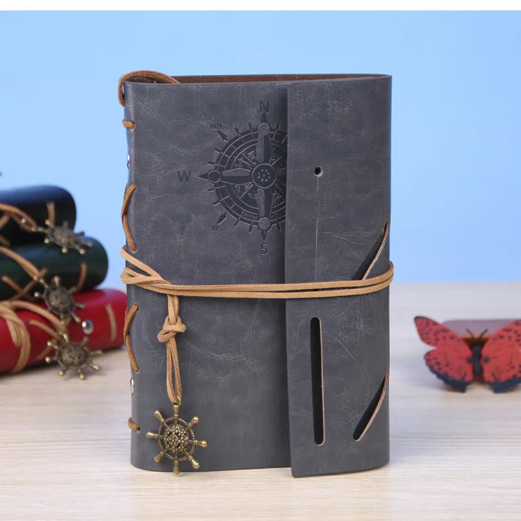 grey leather journal notebook