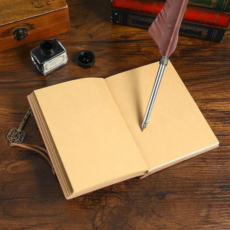 Classic Retro Vintage Style PU Cover String Key Bound Blank Notebook Notepad Travel Journal Diary Sketchbook (Coffee)