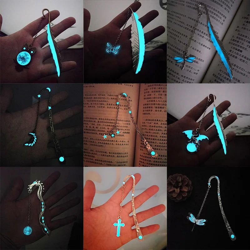 Luminous Feather Bookmarks (Various Charms)