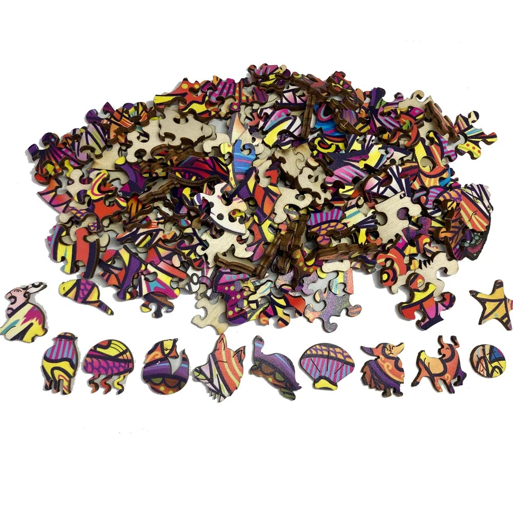 Wooden Jigsaw Puzzle: Fox and Babies