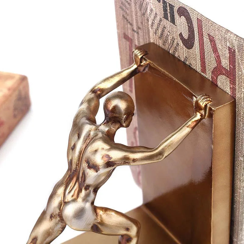 European Style Creative Bookends Home Decoration Crafts Desk Bookshelf Bookcase Ornaments People Book Push Figurines Miniatures