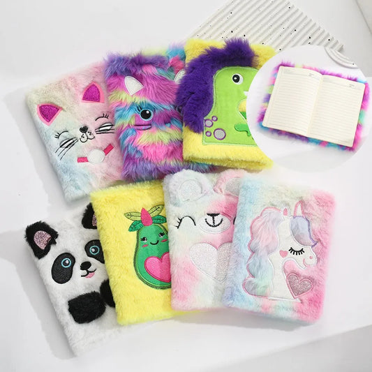 Plush Unicorn Notebook Kawaii Notapad Stationery Gift Lovely Cartoon Horizontal Line Journal Scrapbook Student Supplies HandBook