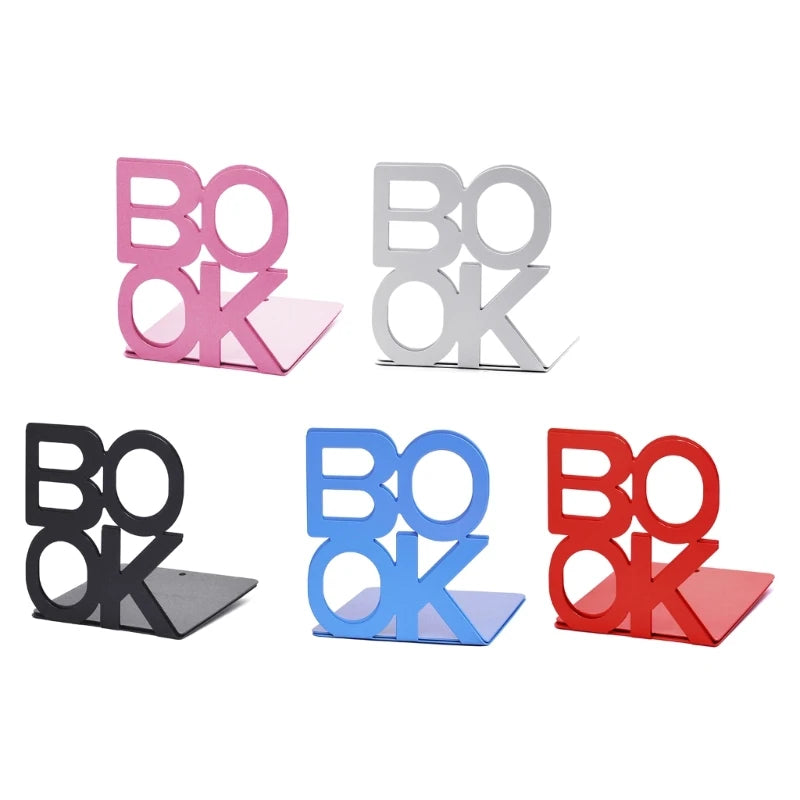 B95D Decorative Book Ends for Desktop Bookends Non-skid Metal Bookends Books Holder