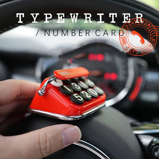 Creative Parking Car Phone Number Retro Typewriter Hidable Temporary Auto Stop Phone Number Display Car Interior Accessories